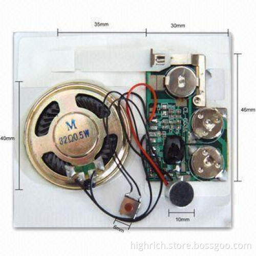 Voice Card Module with Recording IC, Circuit, and Batteries